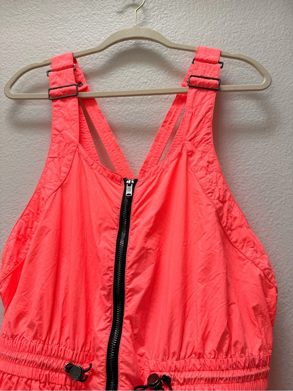 Free People Coral Neon/ orange Lightweight Utility Jumpsuit